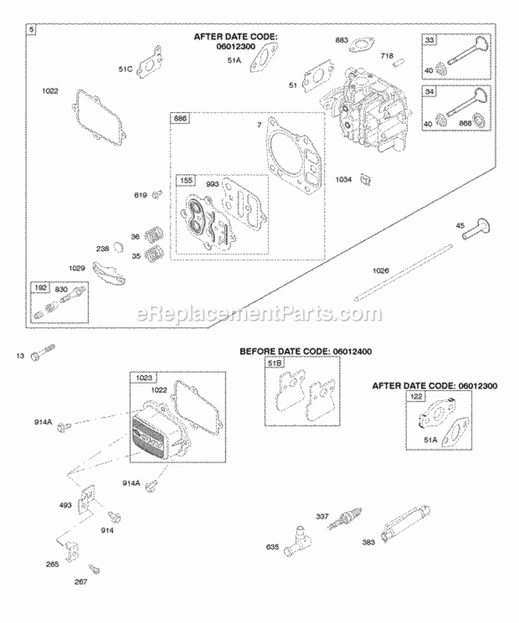 Cylinder Head Rocker Cover Diagram and Parts List for AA0101-0001-01  Briggs and Stratton Engine